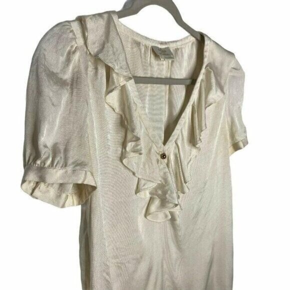 Kate Spade Blouse‎ Women's Size 6 Ivory Ruffle Collared Silk - Picture 5 of 9
